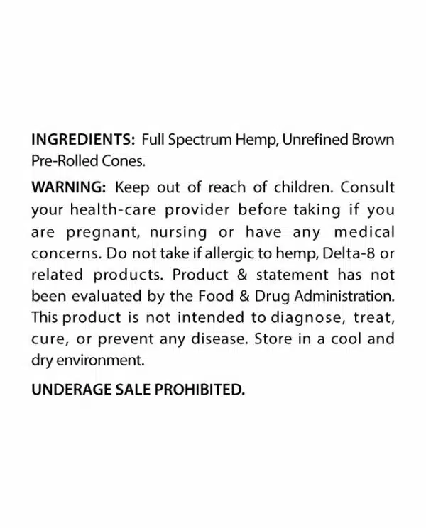 Delta 8 Pre Roll Ingredients and Warning
