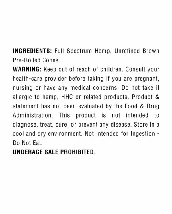 ingredient HHC Premium Pre-Roll 50mg sun state hemp